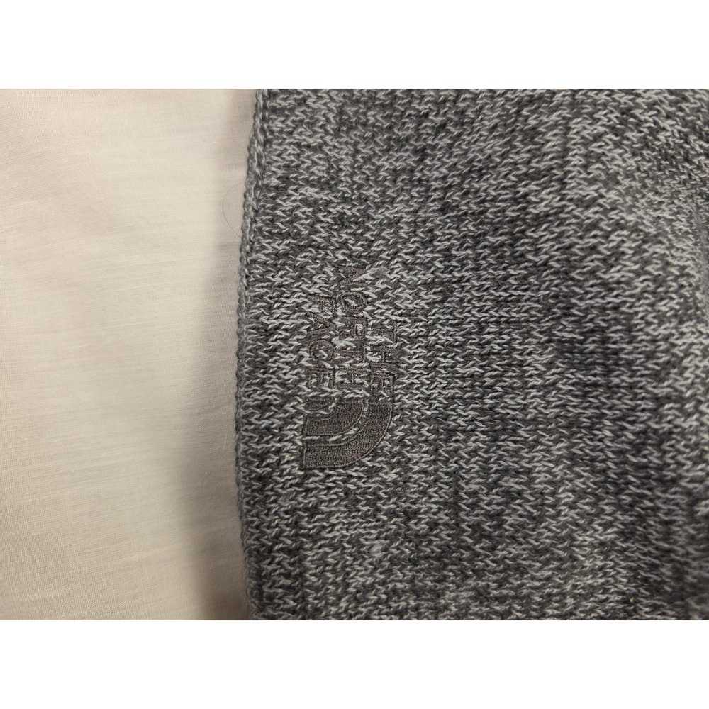 The North Face Hat Beanie Gray Knit Fleece Lined Logo Mens One Size Winter